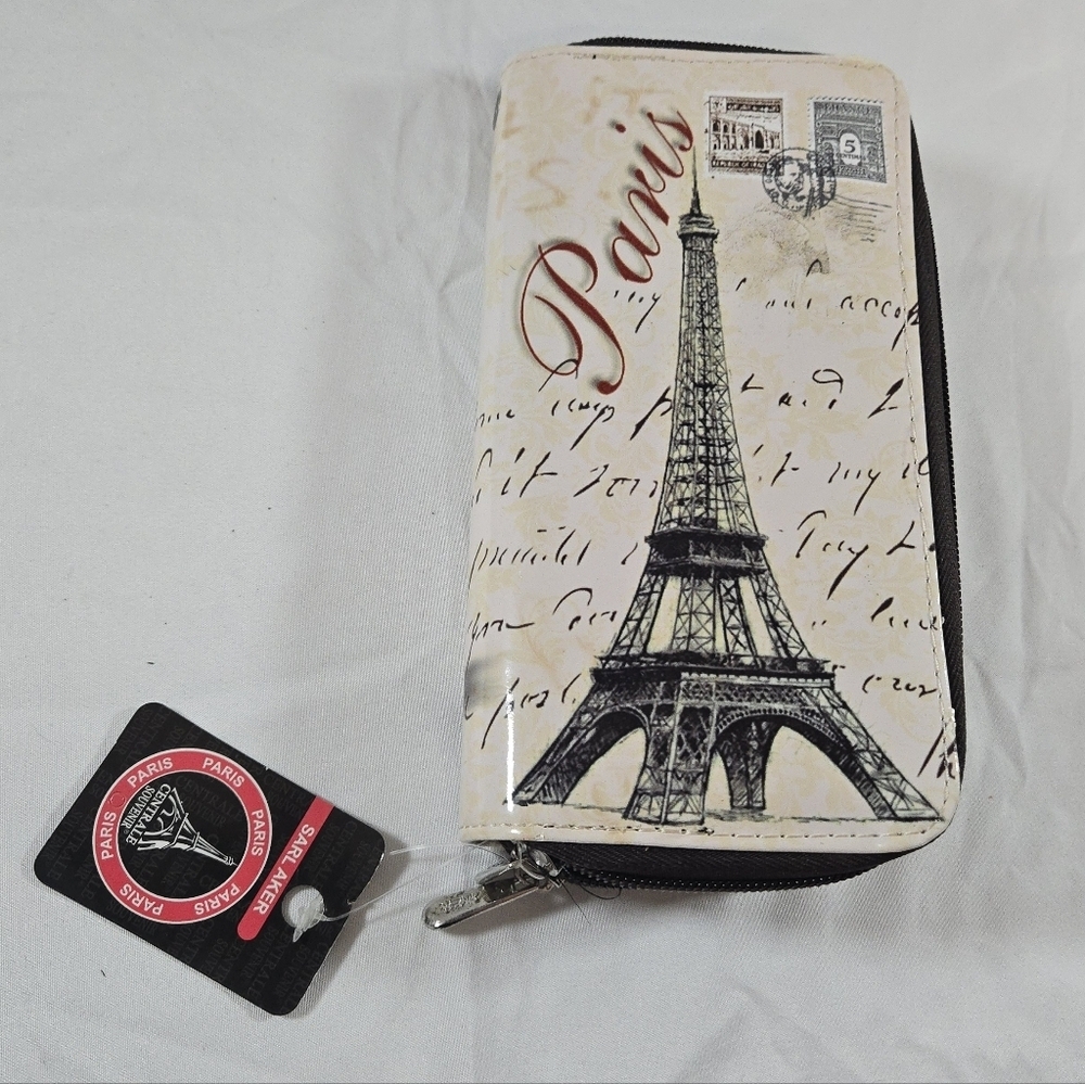 Paris Eiffel Tower Cream and Black Women's Wallet - Picture 1 of 4